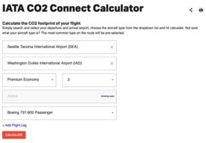 Calculadora de conexión de CO2 de IATA