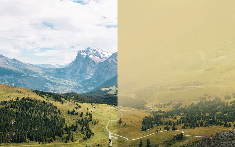simulación de neblina de humo, Alpes Suizos